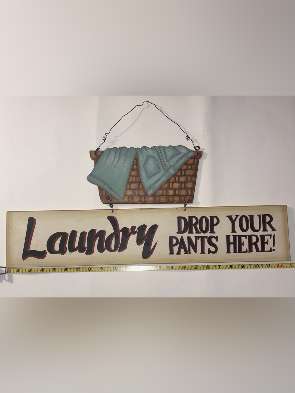 Laundry Drop Your Pants Here Wall Sign - Teal Towels